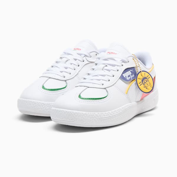 Tenis para mujer Clyde NYC Flagship, PUMA White-Sunny Yellow-Blue Crystal-Archive Green, extralarge